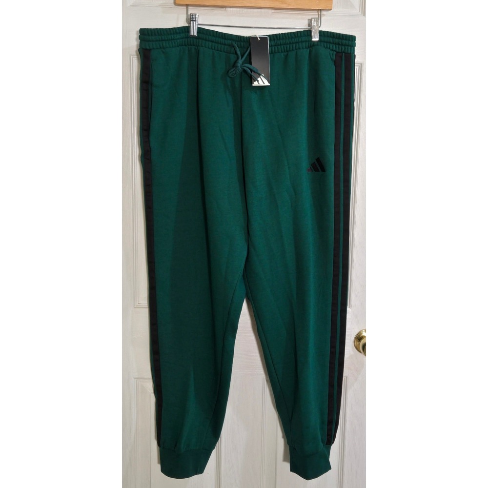 Adidas Mens Essentials 3-Stripes Tapered Sweatpants Green JD1860 2XL NWT